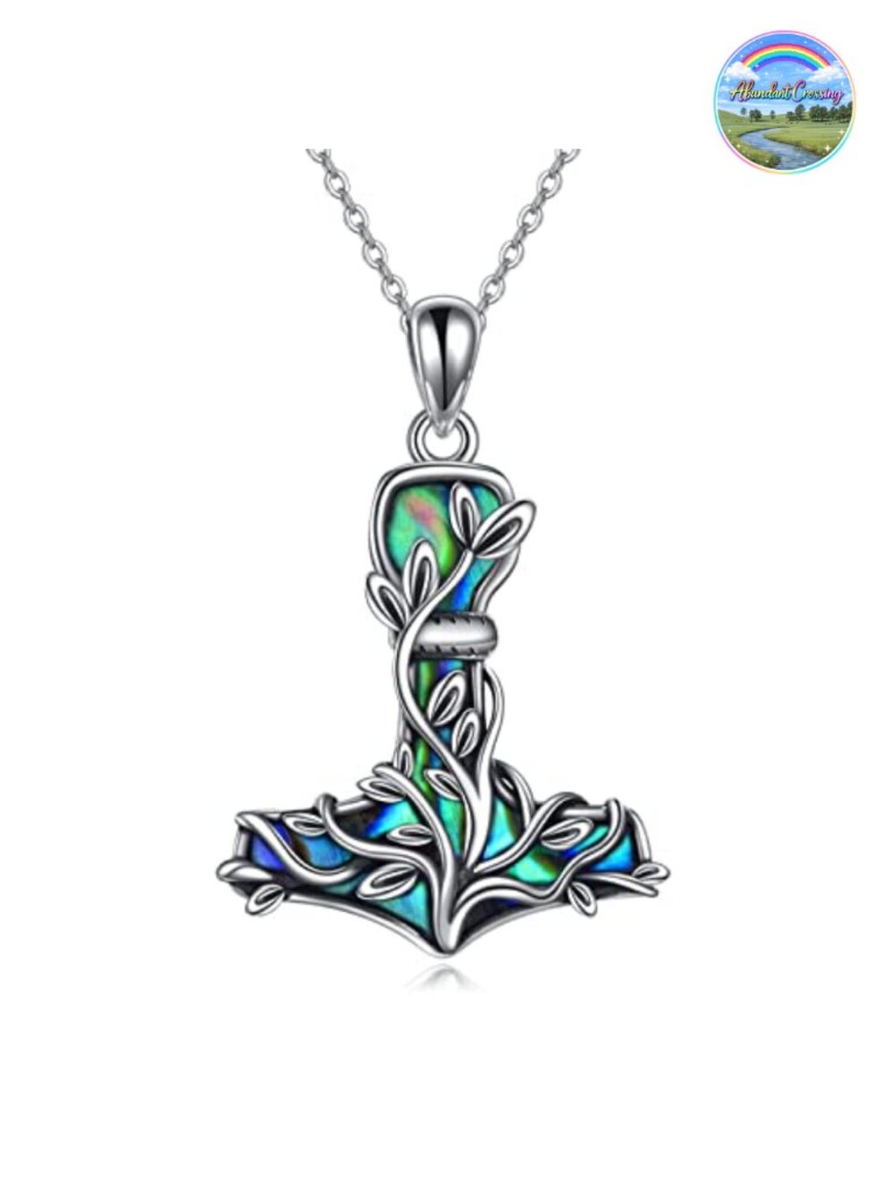 Sterling Silver Thor Hammer Necklace Viking Mjolnir Tree of Life Pendant for